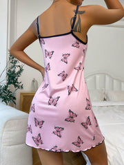 Butterfly Print Contrast Corset Butterfly Print Sexy Wearable Halter Nightgowns
