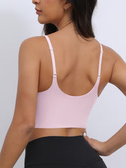 Sexy U-Back Yoga Bra with Adjustable Thin Straps for Shaping and Support HotPink