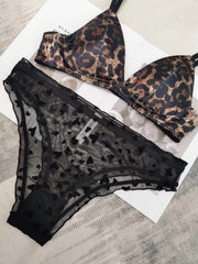 Sexy French Seamless Satin Wireless Triangle Bra Set