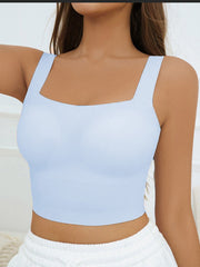 Breathable Wireless Light Support Sports Yoga Bra Skyblue