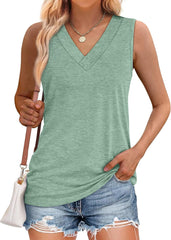 ✨Women Summer Loose Fit V Neck T Shirts Trendy Sleeveless Basic Tank Tops (Buy 3 Free Shipping)
