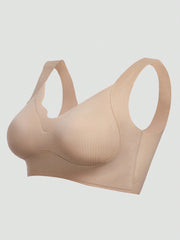 Seamless Casual Comfort Tank Style Seamless V-Neck Yoga Sports Breathable Back Bra Khaki