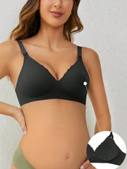 Soft Gel Seamless Wireless One-Piece Fixed Cup Nursing Bra Black