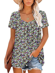 ✨Women's Summer Pleated Printed Short-Sleeves(Buy 3 Free Shipping)