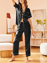 Short Sleeve Silk Satin Pajamas Set
