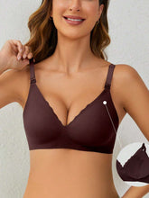 Soft Gel Seamless Wireless One-Piece Fixed Cup Nursing Bra Brown