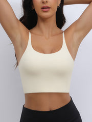 Sexy U-Back Yoga Bra with Adjustable Thin Straps for Shaping and Support Ivory