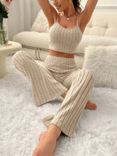 New Casual Solid Color Camisole and Pants Casual Set Beige