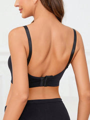 Maternity Nursing Nylon Non-Steel Ring Front Clasp Bra Black