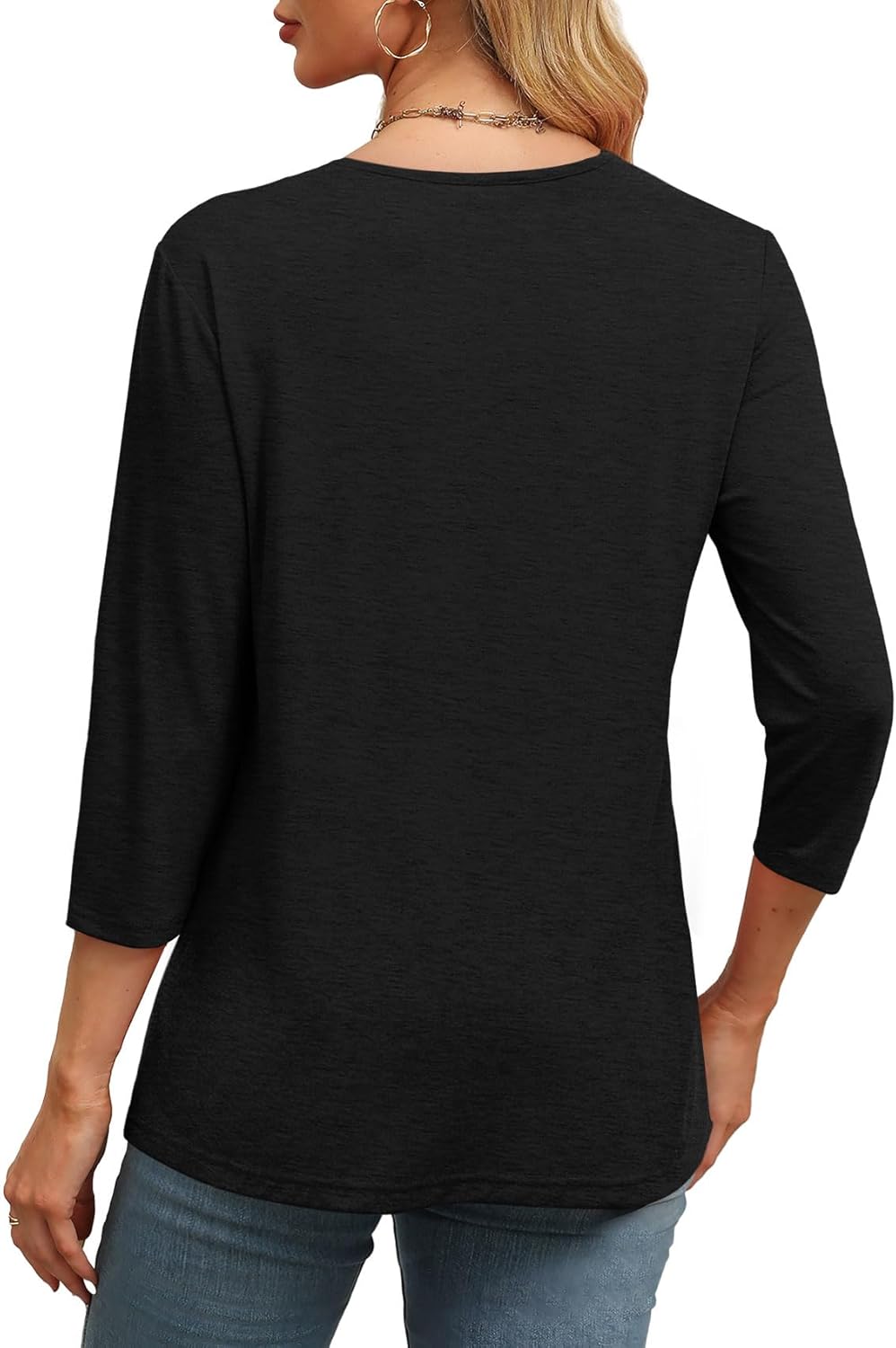 ✨Women's Trendy V Neck 3/4 Long Sleeve Tops Loose Fit Blouse (Buy 3 Free Shipping)