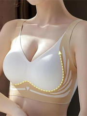 Soft Support Push-up Side Breasts Anti-sagging Sports Seamless Bra Beige