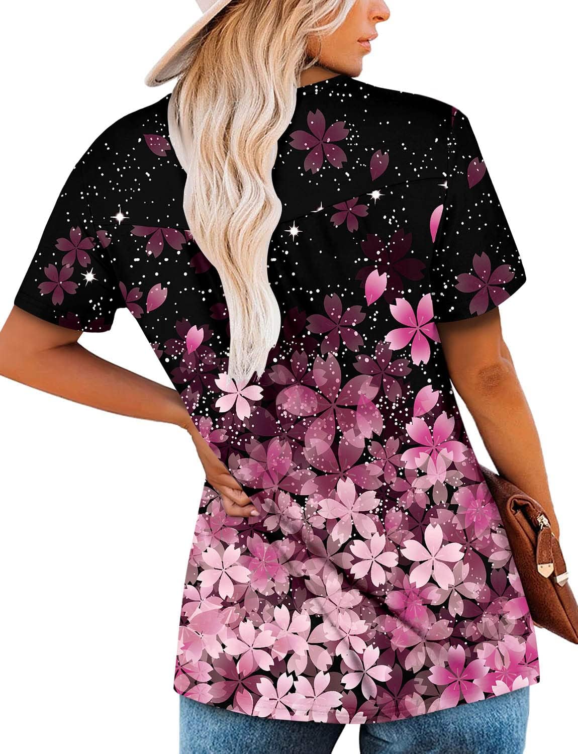 ✨Women's Summer Printed Pleated Crew Neck Tee (Buy 3 Free Shipping)