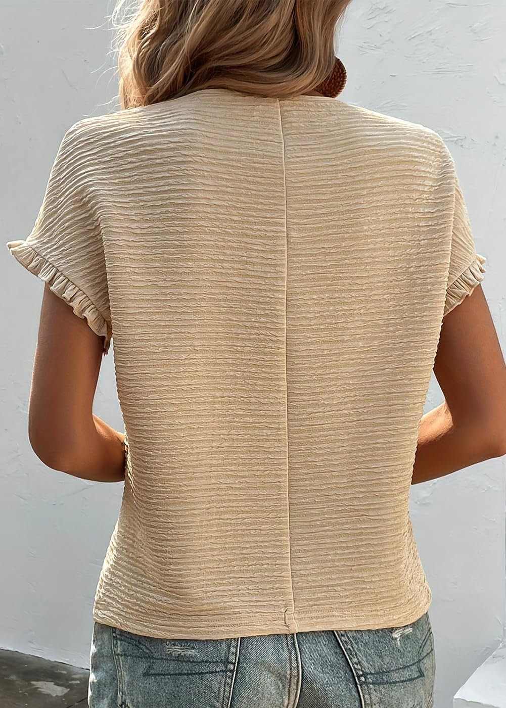 ✨Women's Short Sleeve Ruffle Casual Summer Textured T Shirts(BUY 3 FREE SHIPPING)