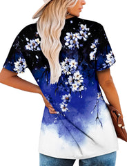 ✨Women's Summer Printed Pleated Crew Neck Tee (Buy 3 Free Shipping)
