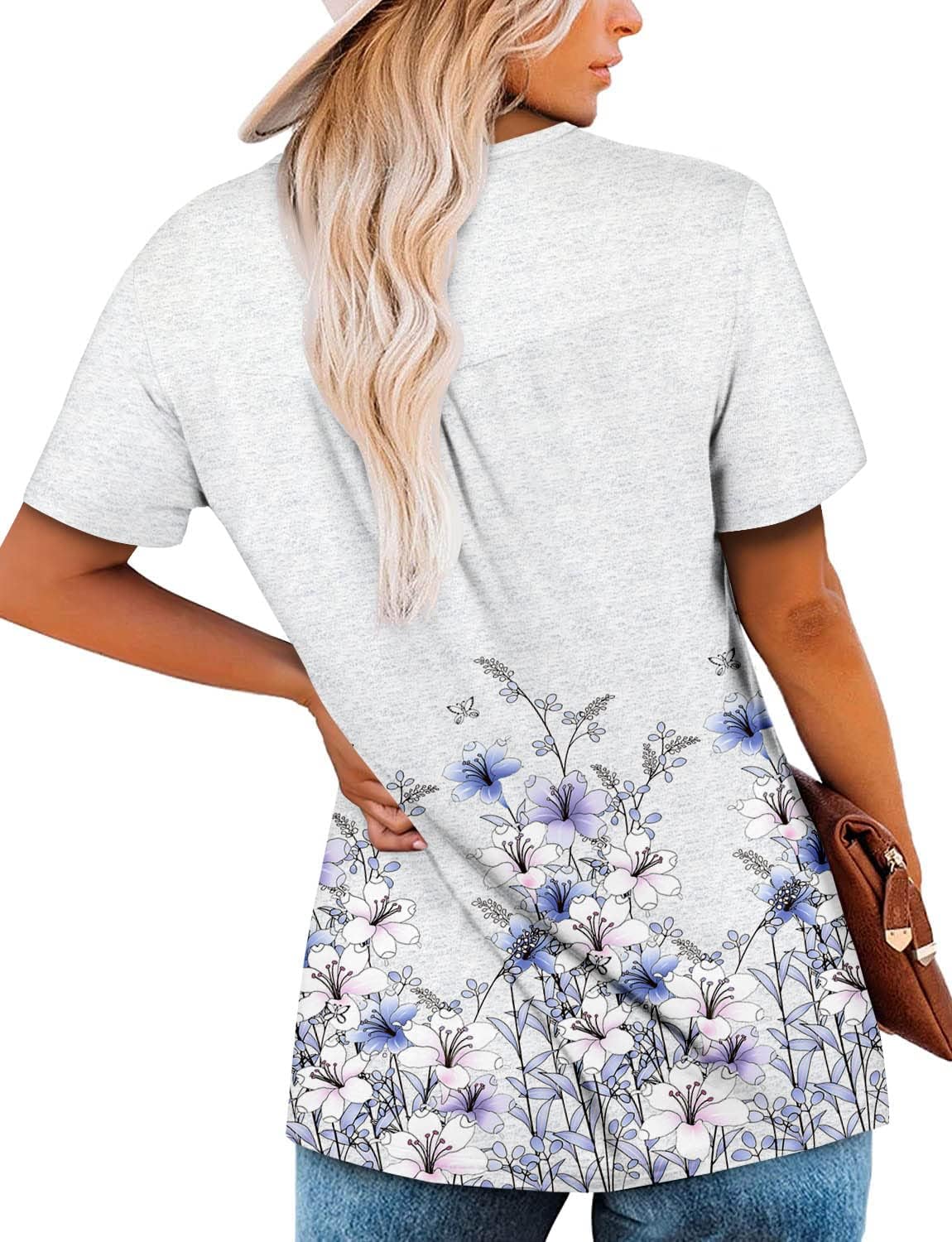 ✨Women's Summer Printed Pleated Crew Neck Tee (Buy 3 Free Shipping)