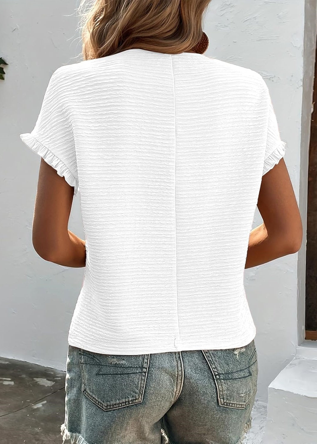 ✨Women's Short Sleeve Ruffle Casual Summer Textured T Shirts(BUY 3 FREE SHIPPING)