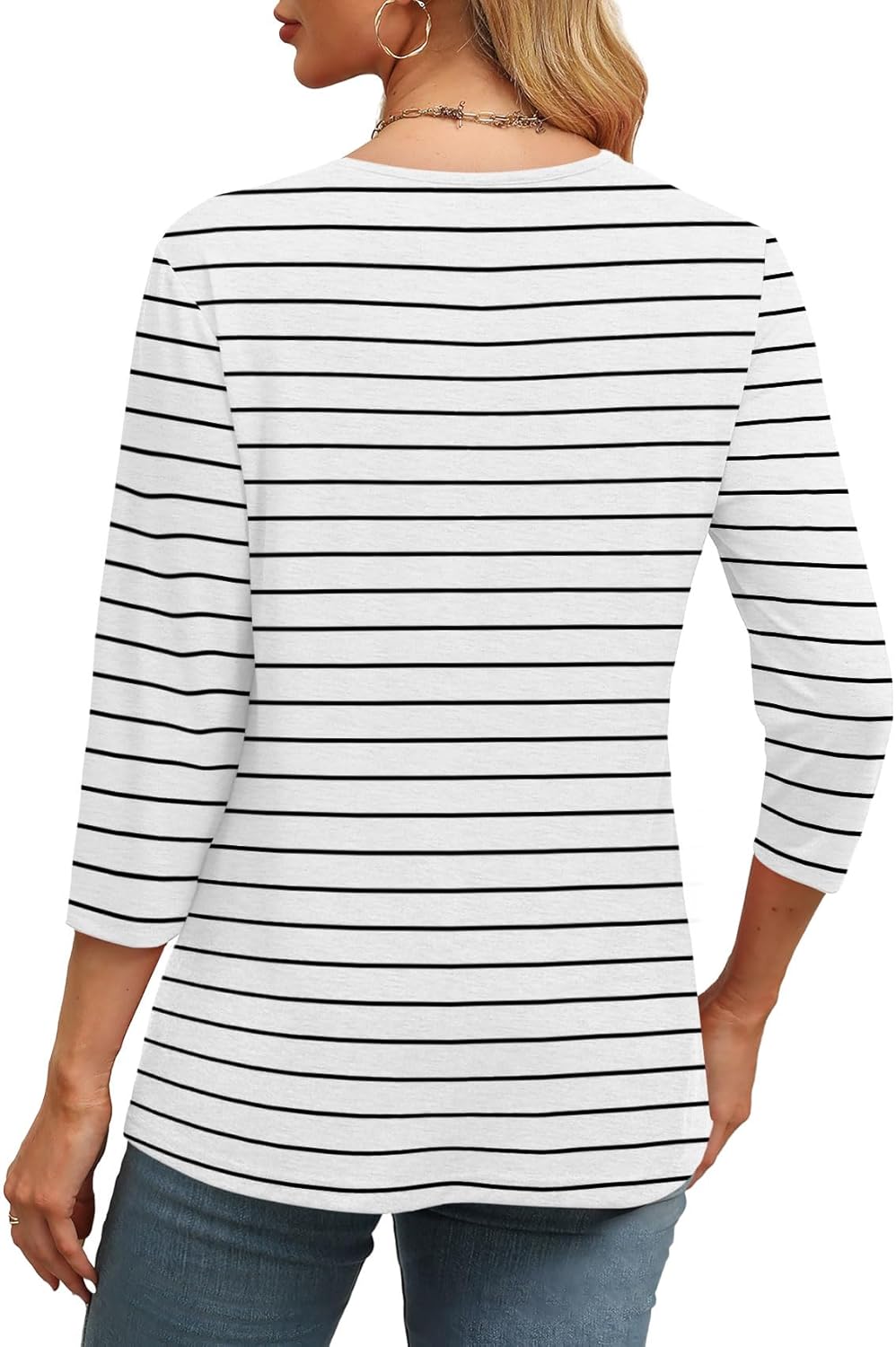 ✨Women's Trendy V Neck 3/4 Long Sleeve Tops Loose Fit Blouse (Buy 3 Free Shipping)