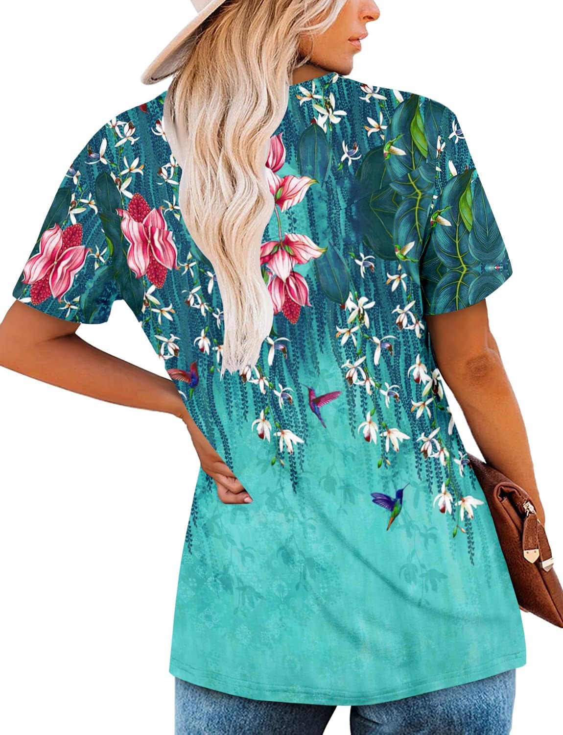 ✨Women's Summer Printed Pleated Crew Neck Tee (Buy 3 Free Shipping)