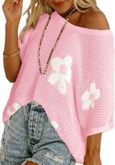 ✨Womens Floral Cute Tops Short Sleeve Crochet Cover Ups Lightweight Pullover(BUY 2 FREE SHIPPING)