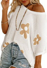 ✨Womens Floral Cute Tops Short Sleeve Crochet Cover Ups Lightweight Pullover(BUY 2 FREE SHIPPING)