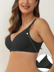 Soft Gel Seamless Wireless One-Piece Fixed Cup Nursing Bra Black