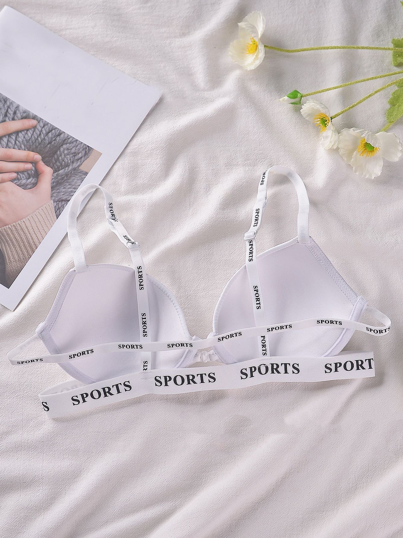 Front-Clasp Seamless Push-Up Cross-Strap Lettered Sexy Bra