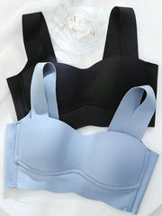 Seamless Gathered Thin Wireless Anti-Sag Sports Bra