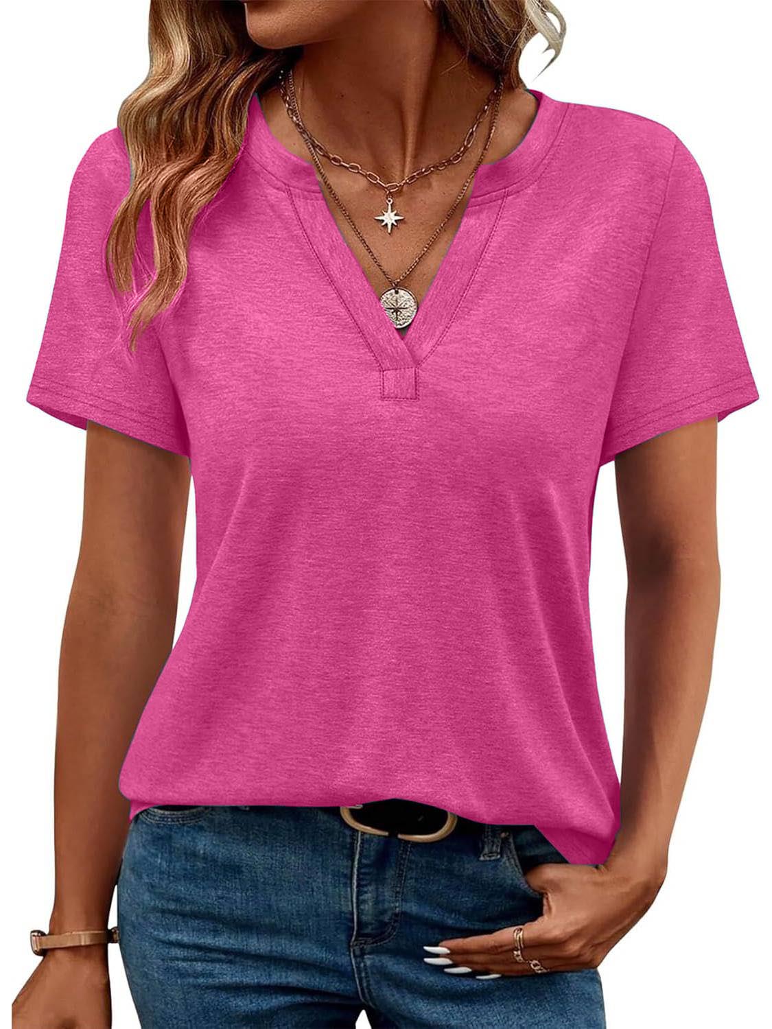 ✨Womens Short Sleeve V Neck Casual Loose Fit T-shirts (Buy 3 Free Shipping)