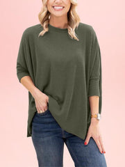 Raised Rib Easy-Fit Dolman 3/4 Sleeve Top