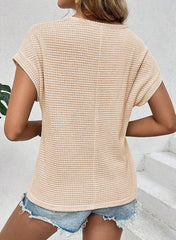 ✨Women's Casual Waffle Knit Hollow Out Short Sleeve Shirts(BUY 2 FREE SHIPPING)