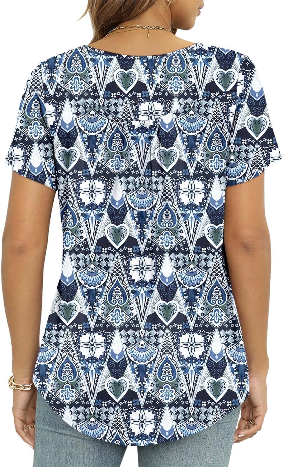 ✨Women's Summer Printed Pleated Crew Neck Tee (Buy 3 Free Shipping)