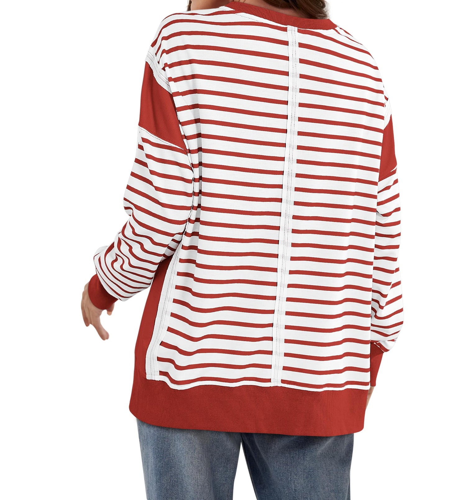 Striped Color Block Oversized Sweatshirt(Buy 2 Free Shipping)