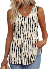 📣Women's Print Flowy Sleeveless V Neck Peplum Tank Tops