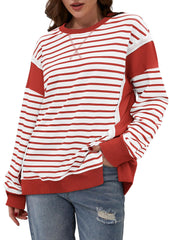 Striped Color Block Oversized Sweatshirt(Buy 2 Free Shipping)