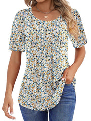 ✨Women Summer Pleated Short Sleeve Tunic Blouses Tops(Buy 3 Free Shipping)