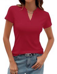 ✨Women's V Neck T-Shirts 2025 Slim Fit Basic Tops for Work (buy 3 free shipping!!!)