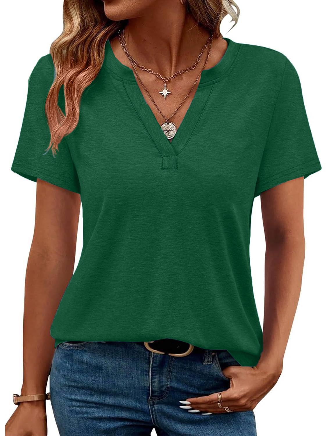 ✨Womens Short Sleeve V Neck Casual Loose Fit T-shirts (Buy 3 Free Shipping)