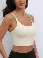 Sexy U-Back Yoga Bra with Adjustable Thin Straps for Shaping and Support Ivory