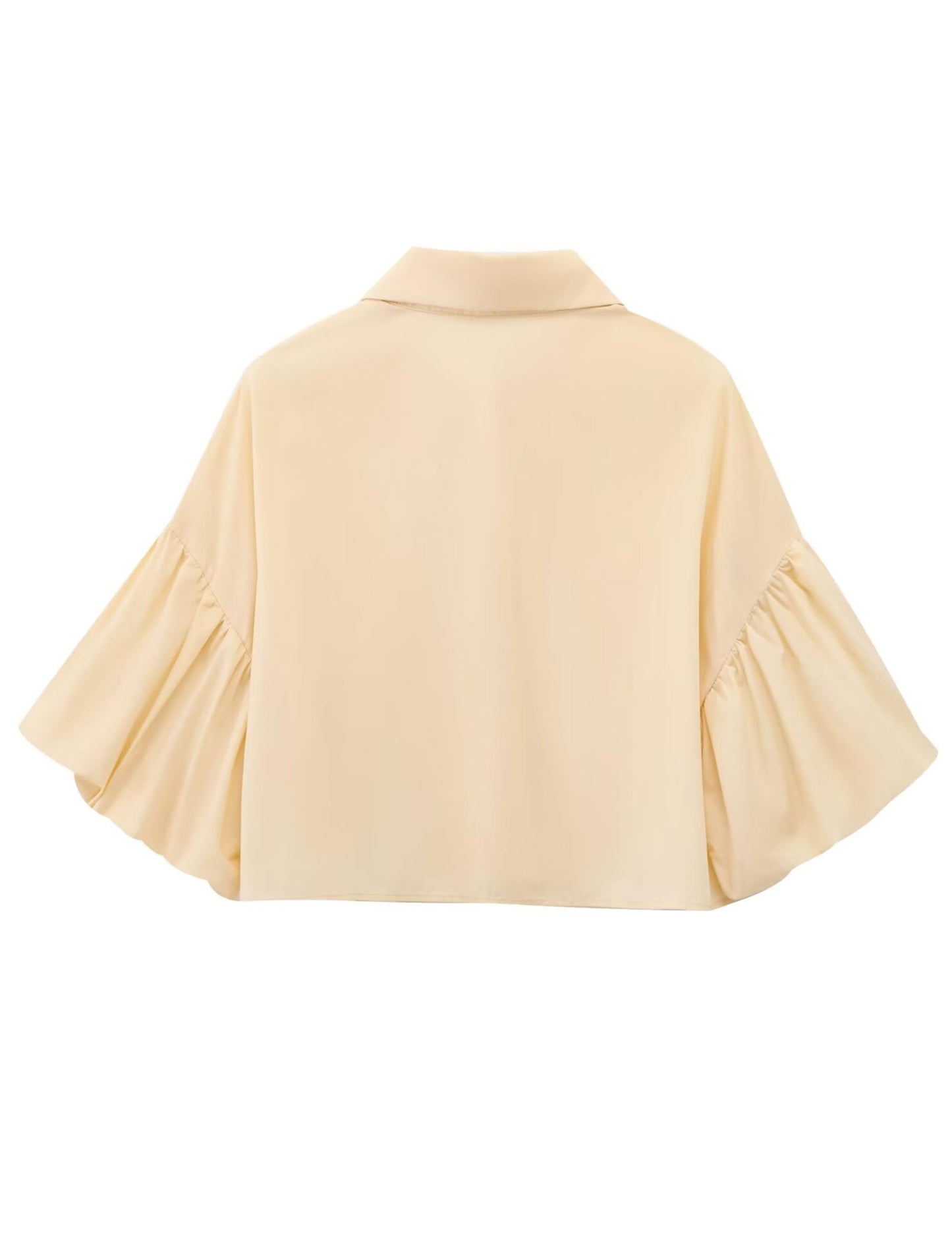 ✨Womens Cute Lantern Sleeve Collar Button Down Crop Tops(buy 2 free shipping)