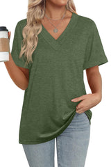✨women's Summer Tops Short Sleeve Basic Casual V Neck T Shirts(BUY 3 FREE SHIPPING)
