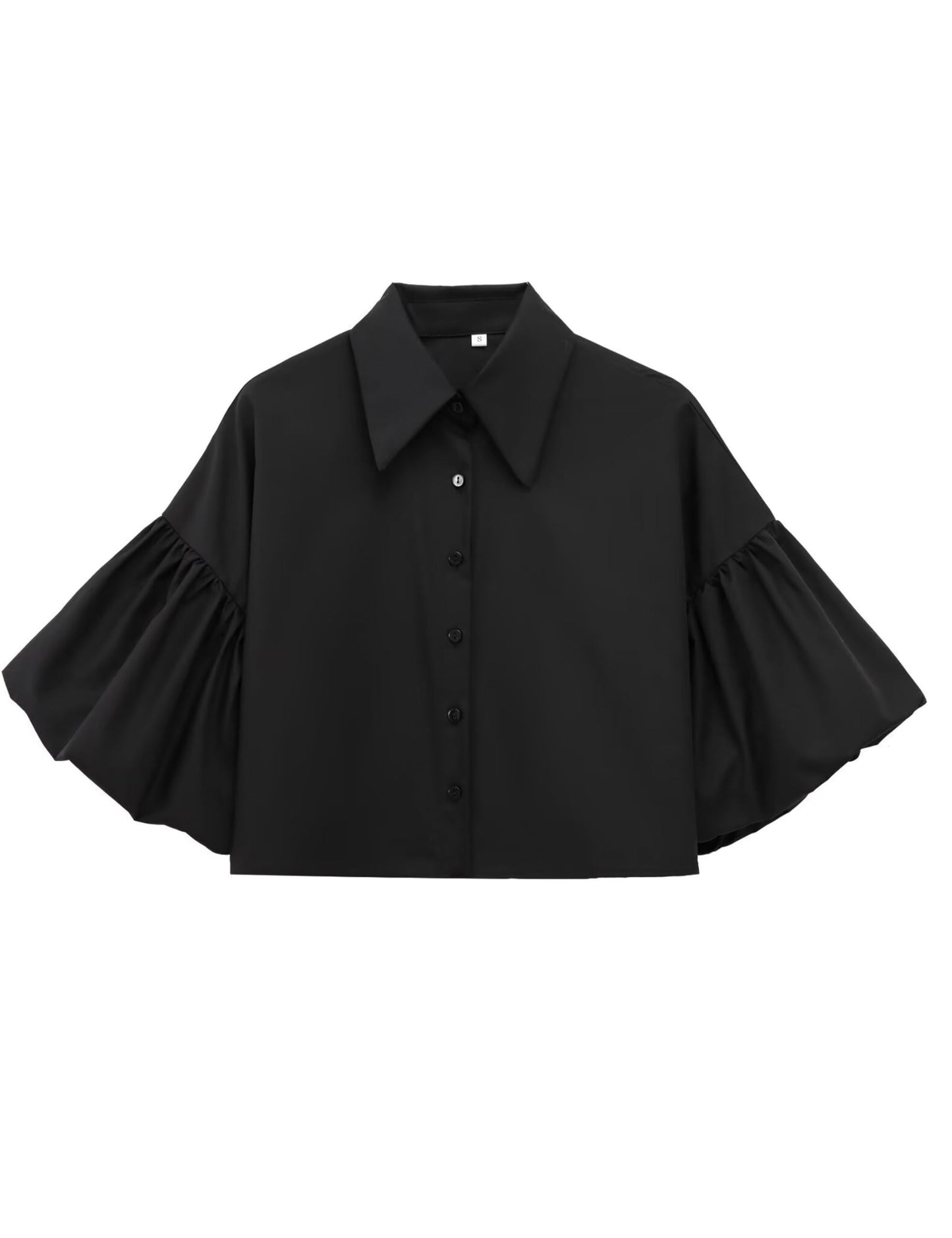 ✨Womens Cute Lantern Sleeve Collar Button Down Crop Tops(buy 2 free shipping)
