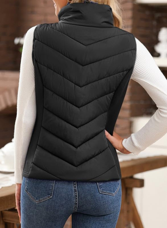 ✨Womens Sleeveless Zip Up Outerwear Stand Collar Quilted Puffer Vest(buy 2 free shipping)