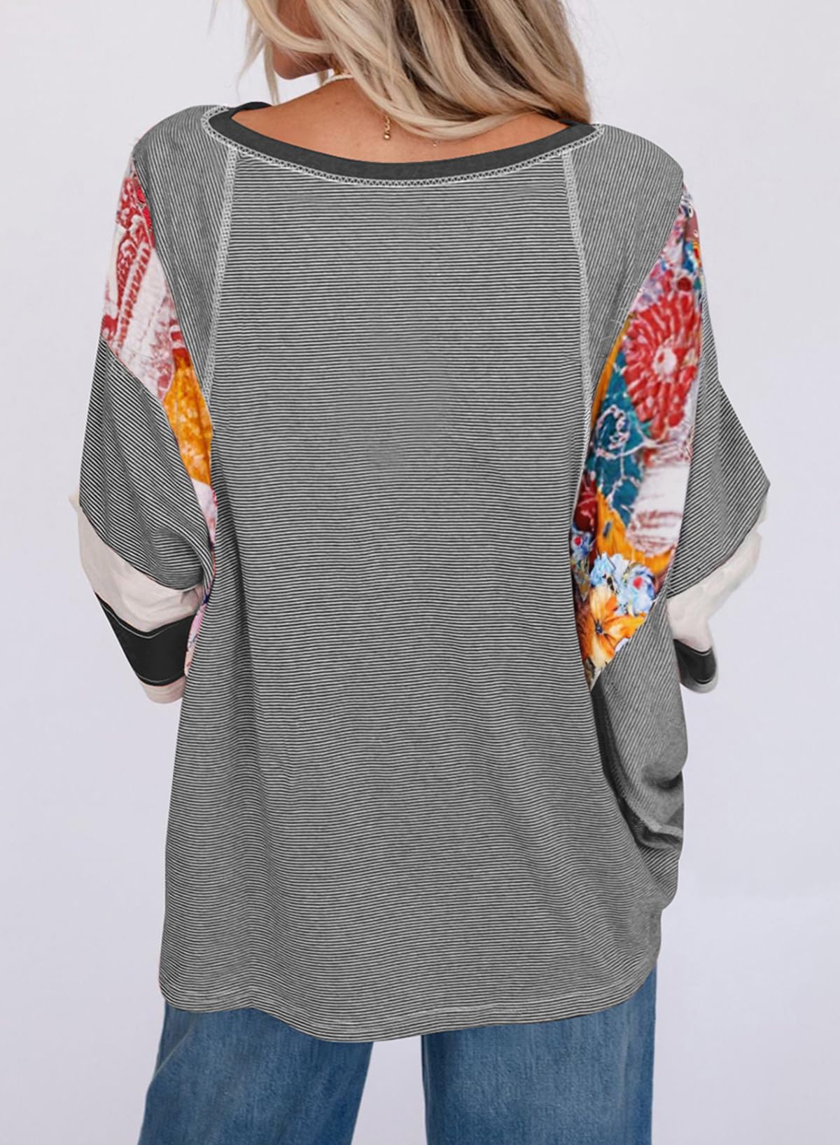 ✨Women's 3/4 Length Sleeve Oversized Striped Patchwork Shirts(buy 2 free shipping)