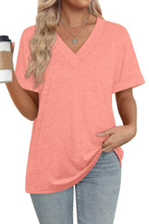 ✨women's Summer Tops Short Sleeve Basic Casual V Neck T Shirts(BUY 3 FREE SHIPPING)