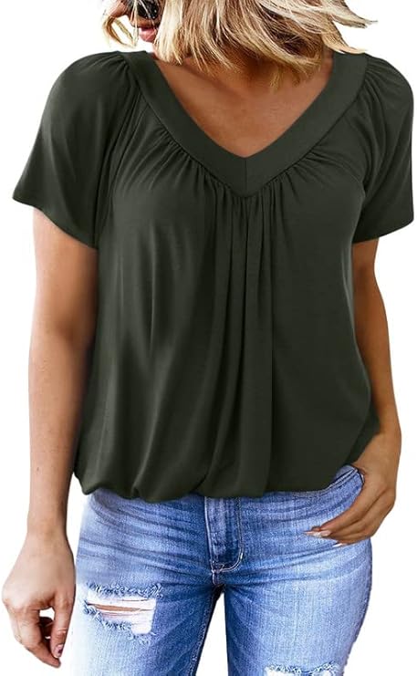 ✨Women's Casual Short Sleeve V Neck Basic T-shirts (BUY 3 FREE SHIPPING)