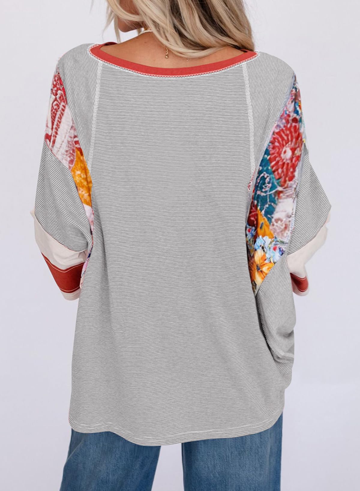 ✨Women's 3/4 Length Sleeve Oversized Striped Patchwork Shirts(buy 2 free shipping)