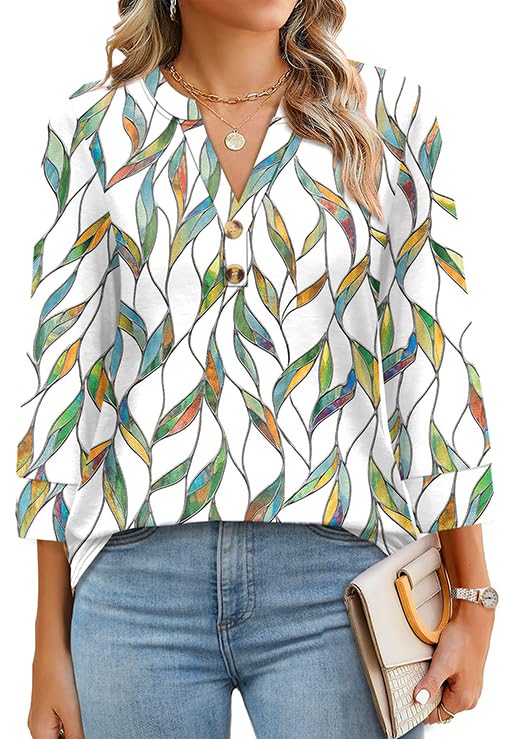 ✨Womens 3/4 Sleeve Heley Button V neck Tops(buy 3 free shipping)