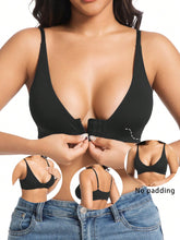 Solid Color Sexy Front Hook-and-Closure Bust Support Elastic Suspender Wire-Free Bra