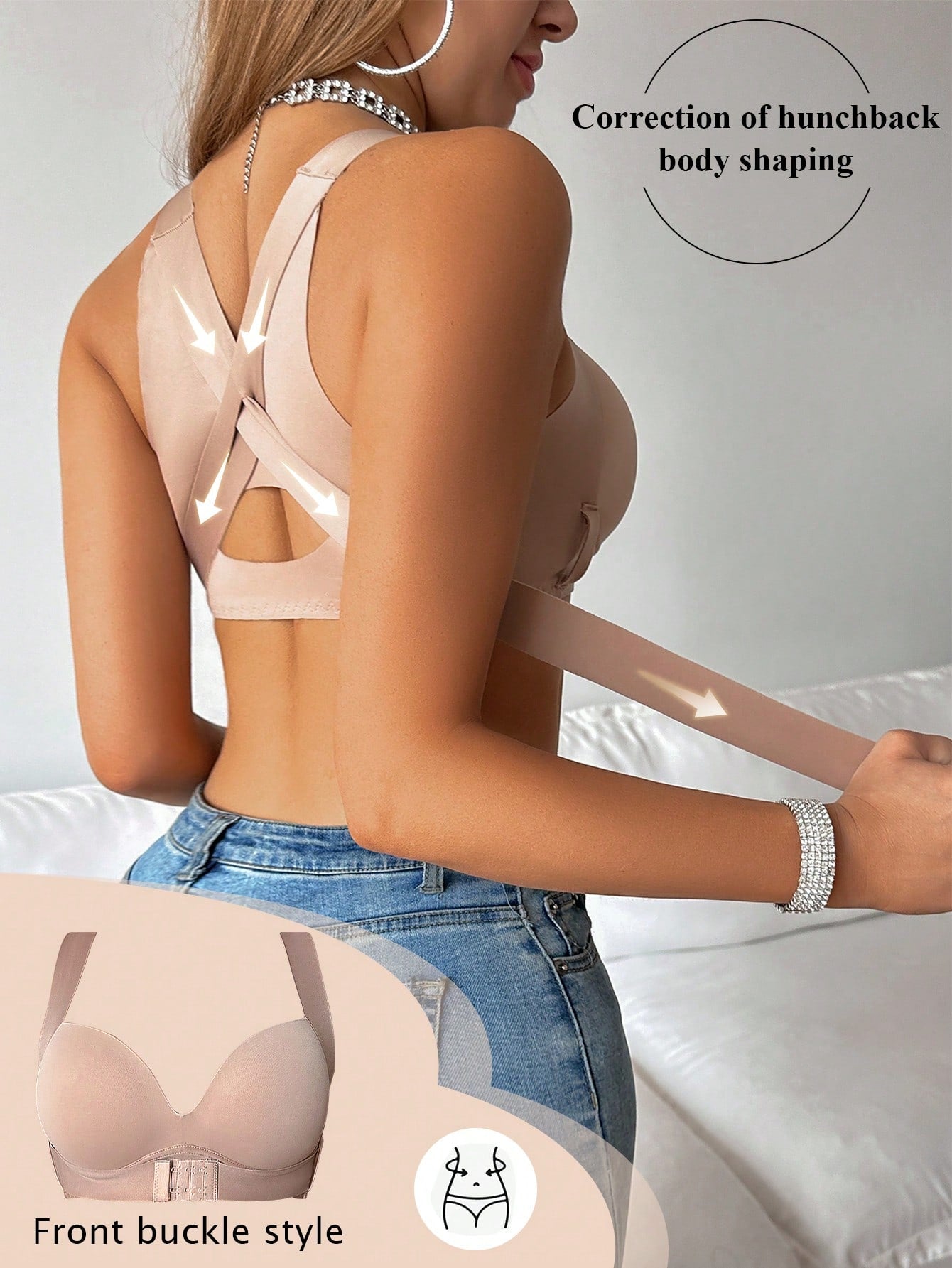 Gathering and Lifting Front Clasp Anti-Sag Sports Bra