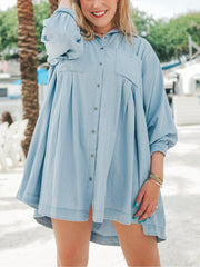 💝Women's Solid Button Pleated Shirt Dress(Buy 2 Free Shipping)